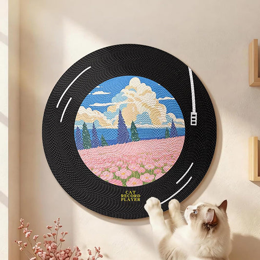 Record-Shaped 360° Rotating Wall-Mounted Cat Scratcher