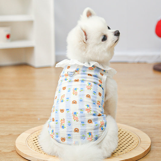 Lightweight Cute Pet Clothes Lace Collar Cartoon Vest