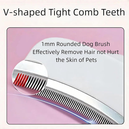 V-Tooth Curved Pet Hair Removal Comb – Gentle Deshedding Grooming Tool