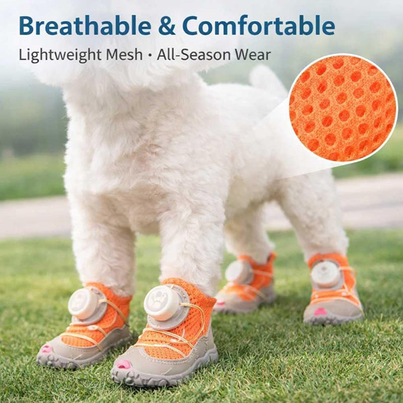 Anti-Slip All-Terrain Dog Shoes with Adjustable Dial - 4-Pack