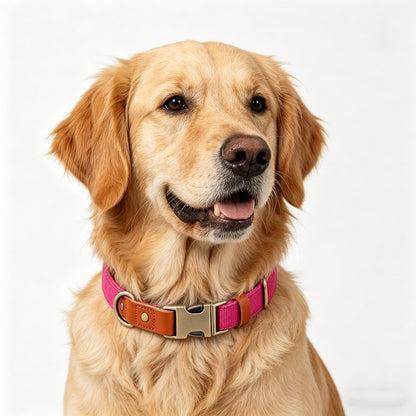 Breathable Natural Hemp Dog Collar, Luxury Leather Spliced Soft Non-Chafing Durable Pet Accessory