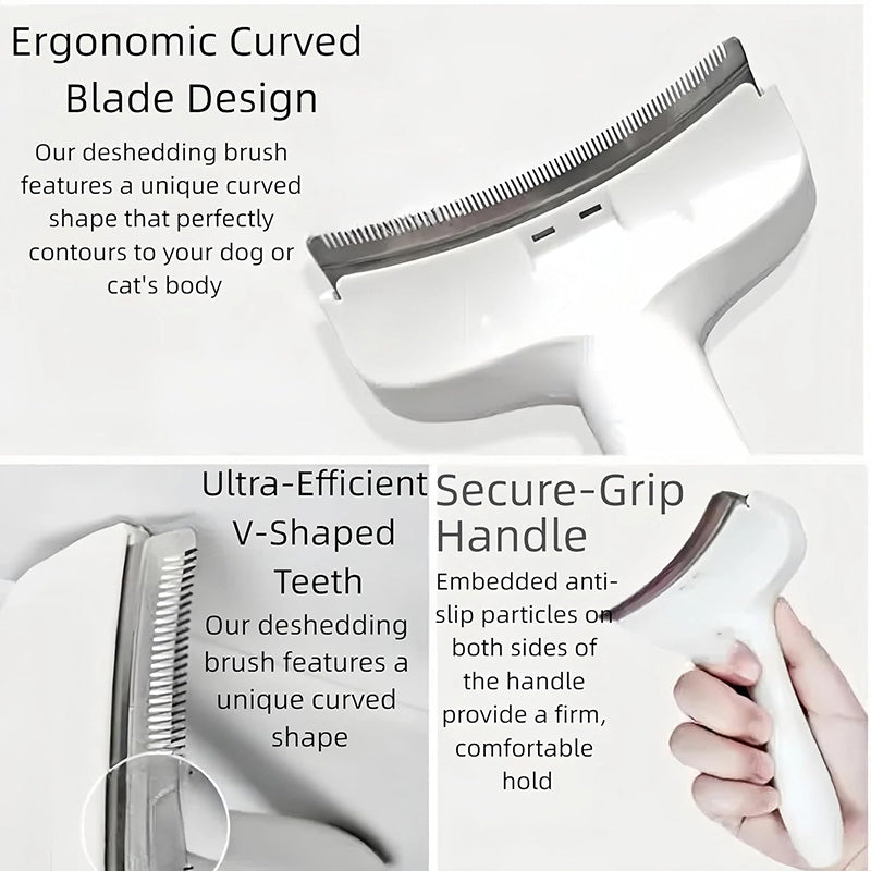 V-Tooth Curved Pet Hair Removal Comb – Gentle Deshedding Grooming Tool