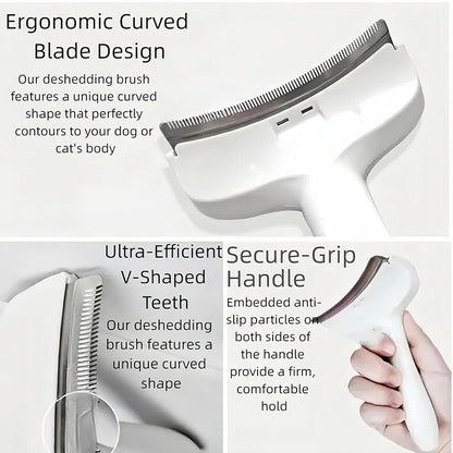 V-Tooth Curved Pet Hair Removal Comb – Gentle Deshedding Grooming Tool