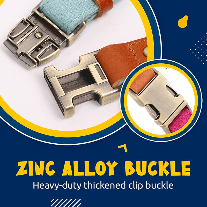Breathable Natural Hemp Dog Collar, Luxury Leather Spliced Soft Non-Chafing Durable Pet Accessory