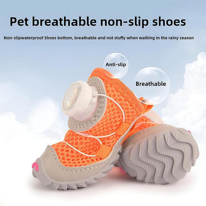 Anti-Slip All-Terrain Dog Shoes with Adjustable Dial - 4-Pack