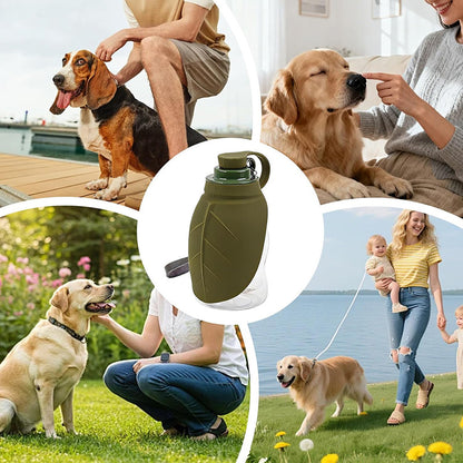 Portable Pet Water Dispenser with Foldable Cup Bowl - 300ml Leakproof Travel Bottle for Dogs & Cats