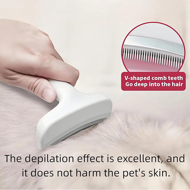 V-Tooth Curved Pet Hair Removal Comb – Gentle Deshedding Grooming Tool