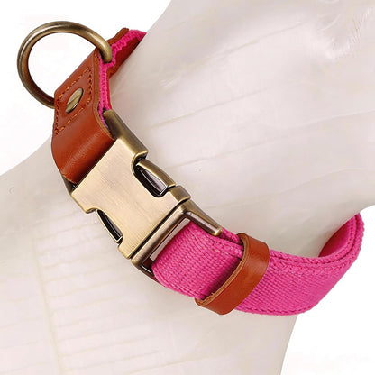Breathable Natural Hemp Dog Collar, Luxury Leather Spliced Soft Non-Chafing Durable Pet Accessory