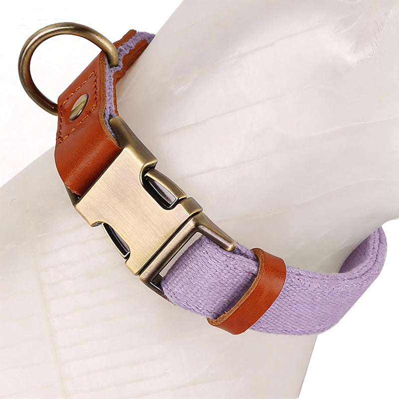 Breathable Natural Hemp Dog Collar, Luxury Leather Spliced Soft Non-Chafing Durable Pet Accessory