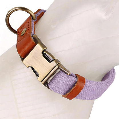 Breathable Natural Hemp Dog Collar, Luxury Leather Spliced Soft Non-Chafing Durable Pet Accessory