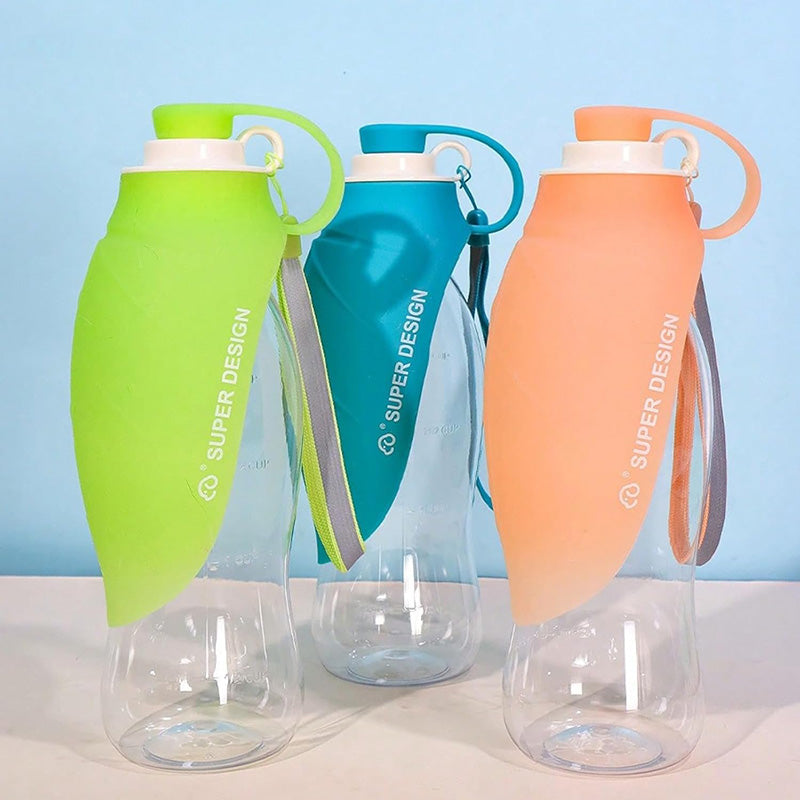 Portable Pet Water Dispenser with Foldable Cup Bowl - 300ml Leakproof Travel Bottle for Dogs & Cats