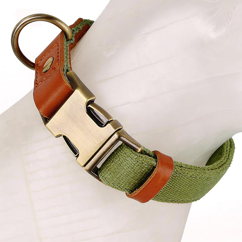 Breathable Natural Hemp Dog Collar, Luxury Leather Spliced Soft Non-Chafing Durable Pet Accessory