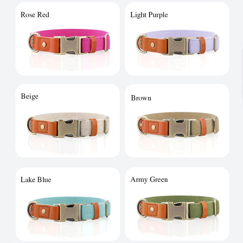 Breathable Natural Hemp Dog Collar, Luxury Leather Spliced Soft Non-Chafing Durable Pet Accessory