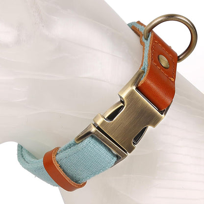 Breathable Natural Hemp Dog Collar, Luxury Leather Spliced Soft Non-Chafing Durable Pet Accessory