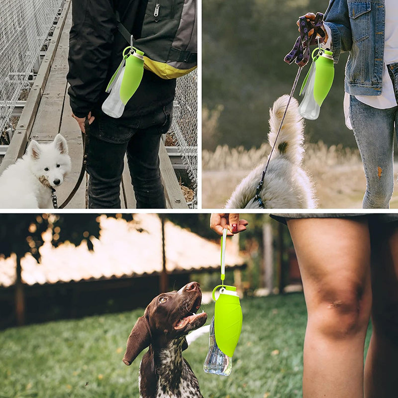 Portable Pet Water Dispenser with Foldable Cup Bowl - 300ml Leakproof Travel Bottle for Dogs & Cats