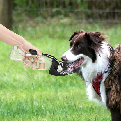 Portable Pet Water Dispenser with Foldable Cup Bowl - 300ml Leakproof Travel Bottle for Dogs & Cats