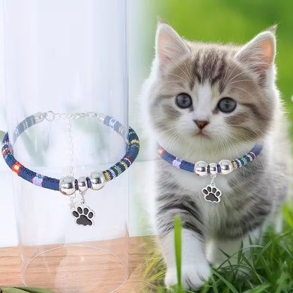 Stylish Pet Paw Collar for Cats & Dogs – Durable, Adjustable Design with Cute Black Paw Print Pendant
