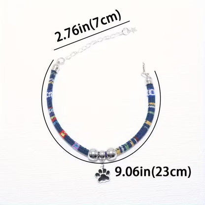 Stylish Pet Paw Collar for Cats & Dogs – Durable, Adjustable Design with Cute Black Paw Print Pendant