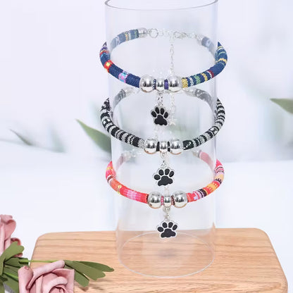 Stylish Pet Paw Collar for Cats & Dogs – Durable, Adjustable Design with Cute Black Paw Print Pendant