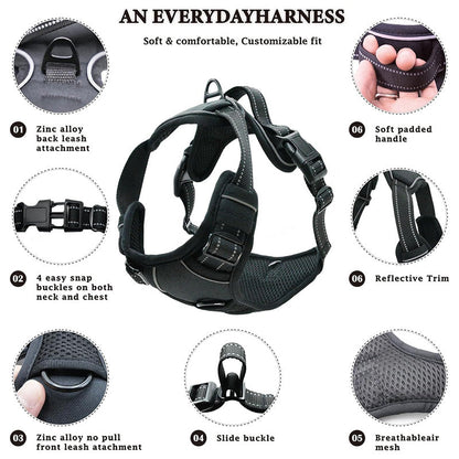 No Pull Dog Harness with  A Free Heavy Duty 5ft Dog Leash