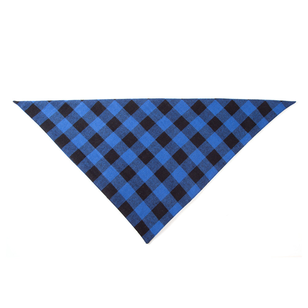 Double Layer Plaid Dog Bandana, Classic Check Pet Triangle Bib Scarf