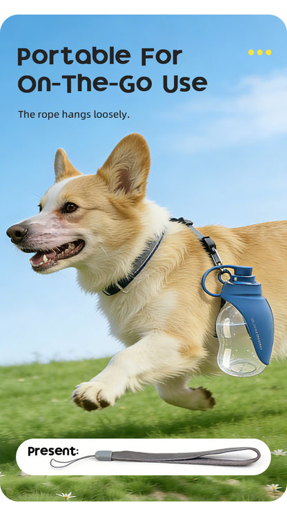 Portable Pet Water Dispenser with Foldable Cup Bowl - 300ml Leakproof Travel Bottle for Dogs & Cats