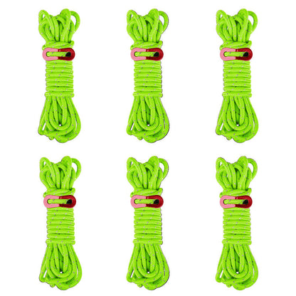 6 Pack 4m Reflective Camping Guy Lines with Aluminum Adjuster for Tent, Tarp & Canopy Shelter