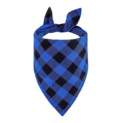 Double Layer Plaid Dog Bandana, Classic Check Pet Triangle Bib Scarf