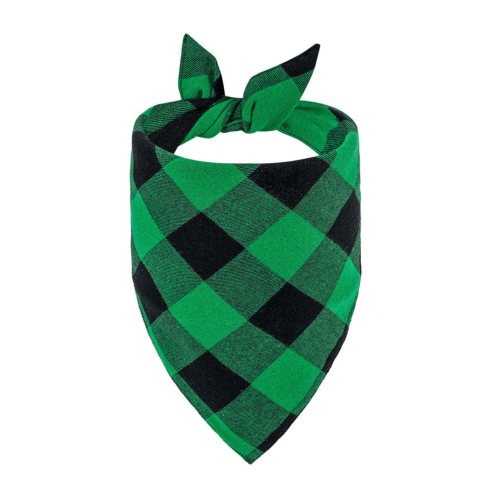 Double Layer Plaid Dog Bandana, Classic Check Pet Triangle Bib Scarf