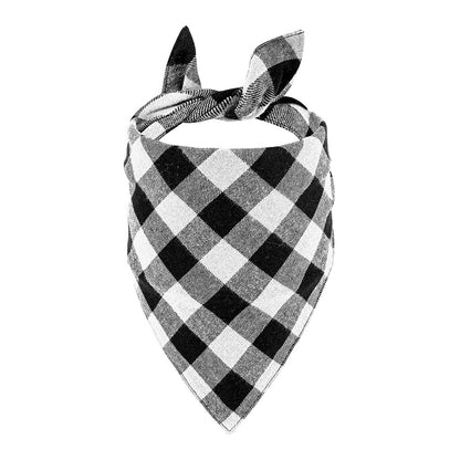 Double Layer Plaid Dog Bandana, Classic Check Pet Triangle Bib Scarf
