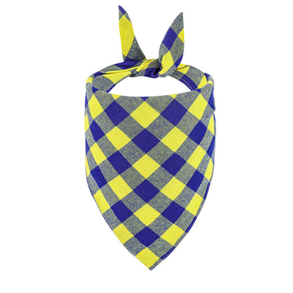 Double Layer Plaid Dog Bandana, Classic Check Pet Triangle Bib Scarf