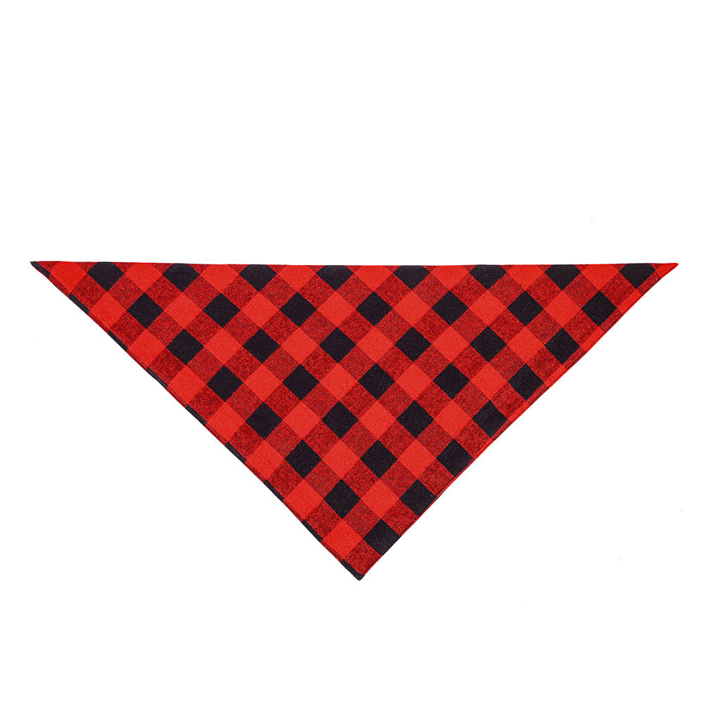 Double Layer Plaid Dog Bandana, Classic Check Pet Triangle Bib Scarf