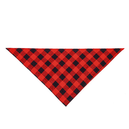 Double Layer Plaid Dog Bandana, Classic Check Pet Triangle Bib Scarf