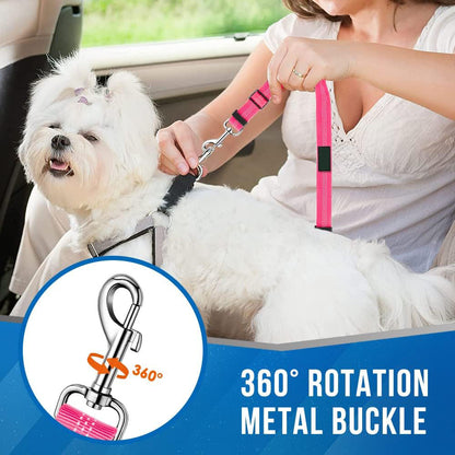 Dual Dog Car Seat Belt with Elastic Bungee - No Tangle 2-in-1 Pet Restraint Harness for 2 Dogs