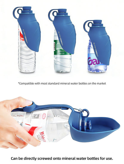 Portable Pet Water Dispenser with Foldable Cup Bowl - 300ml Leakproof Travel Bottle for Dogs & Cats