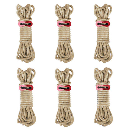 6 Pack 4m Reflective Camping Guy Lines with Aluminum Adjuster for Tent, Tarp & Canopy Shelter