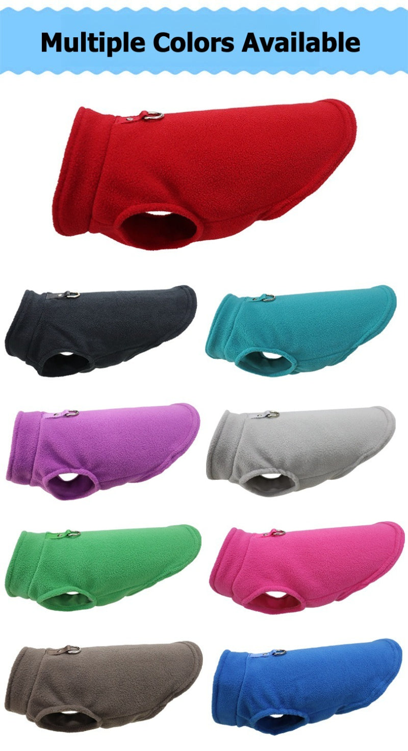 Dog & Cat Solid Color Fleece Vest with Leash Ring