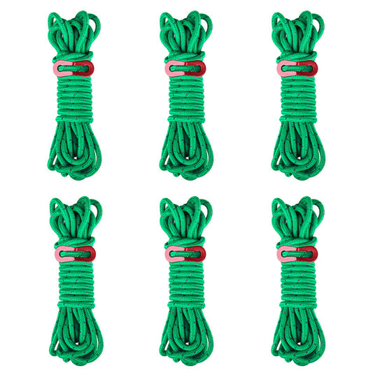 6 Pack 4m Reflective Camping Guy Lines with Aluminum Adjuster for Tent, Tarp & Canopy Shelter