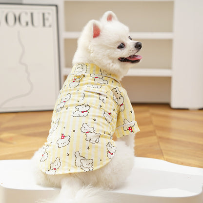 Cute Cartoon Puppy Striped Pet Pajamas – Spring/Summer Home Shirt