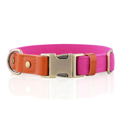 Breathable Natural Hemp Dog Collar, Luxury Leather Spliced Soft Non-Chafing Durable Pet Accessory