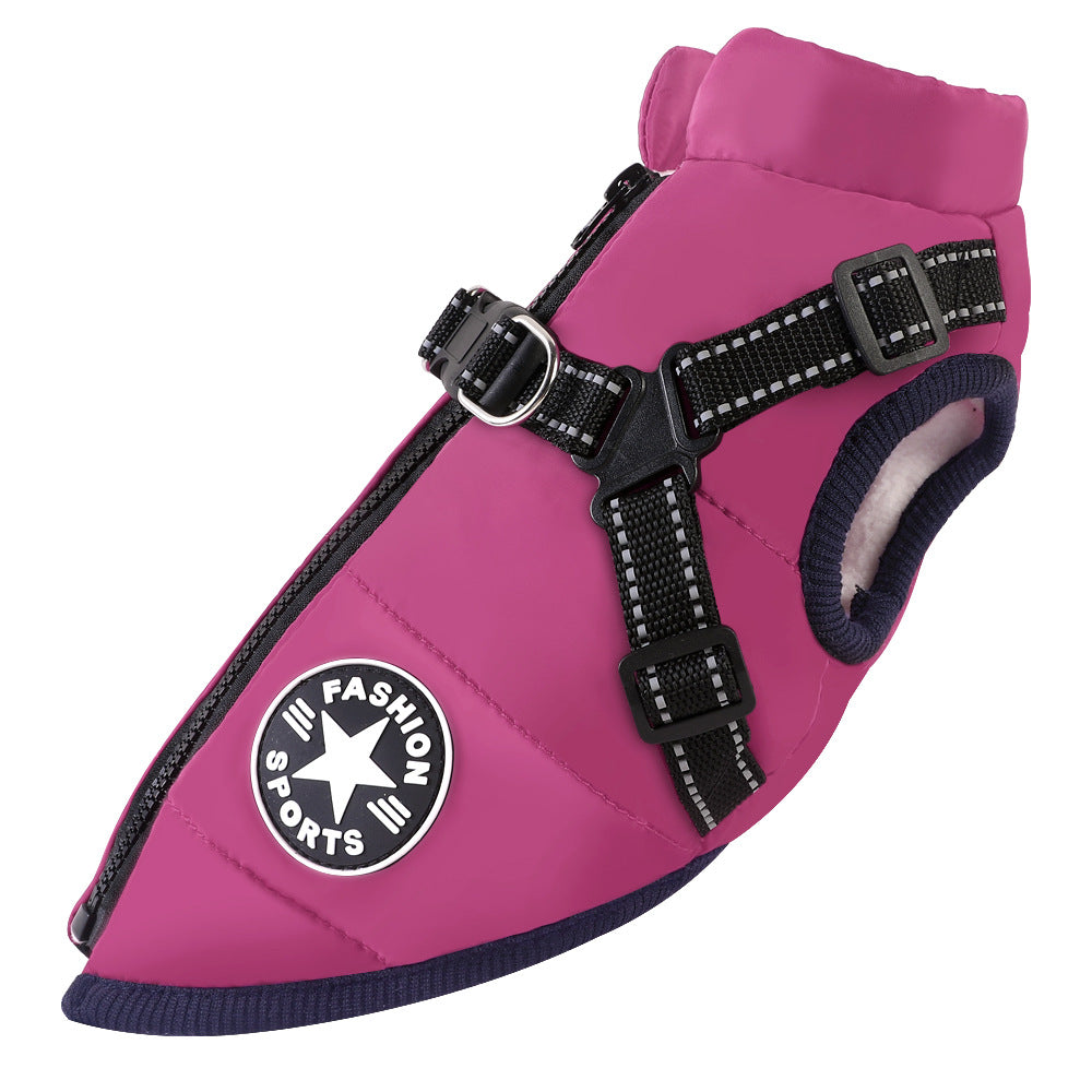Padded Dog Winter Coat with Built-In Harness