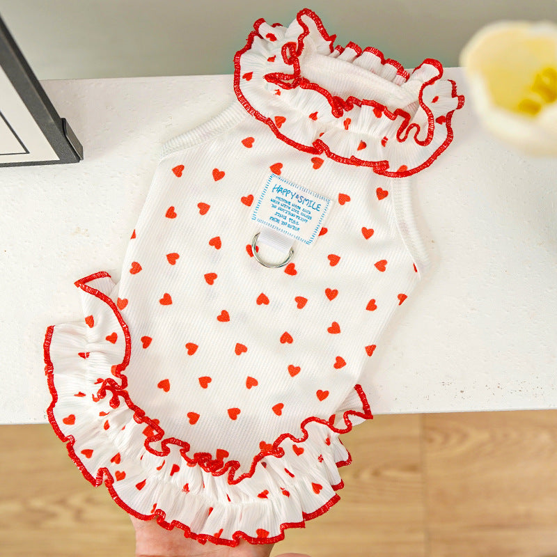 Spring Summer Pet Floral Princess Dress - Breathable Ruffled Dress
