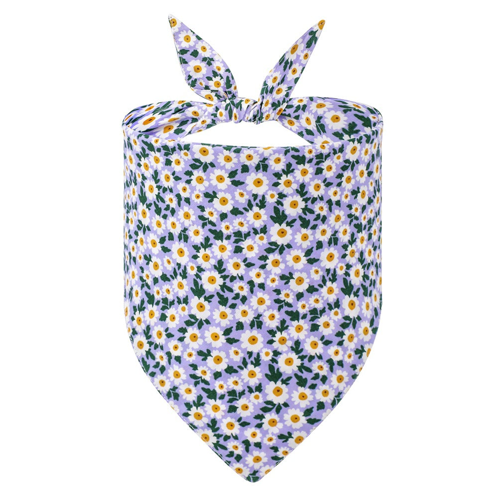 Cotton Floral Dog Bandanas, Pet Triangle Scarf Bibs for Puppy
