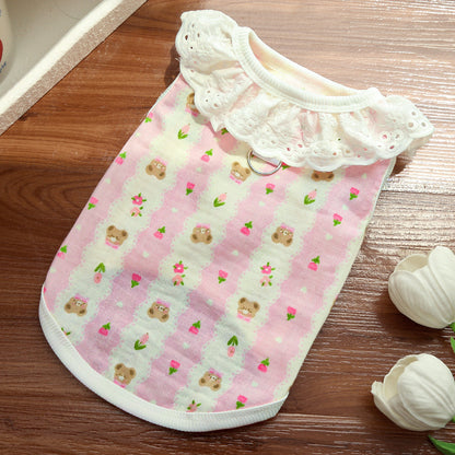 Lightweight Cute Pet Clothes Lace Collar Cartoon Vest