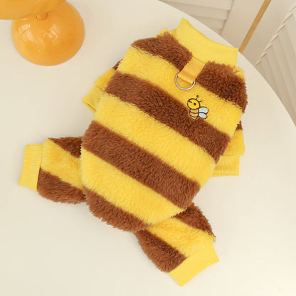 Cute Fluffy Bee Pet Costume - Warm Fleece Dog/Cat Outfit