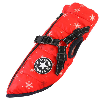 Padded Dog Winter Coat with Built-In Harness