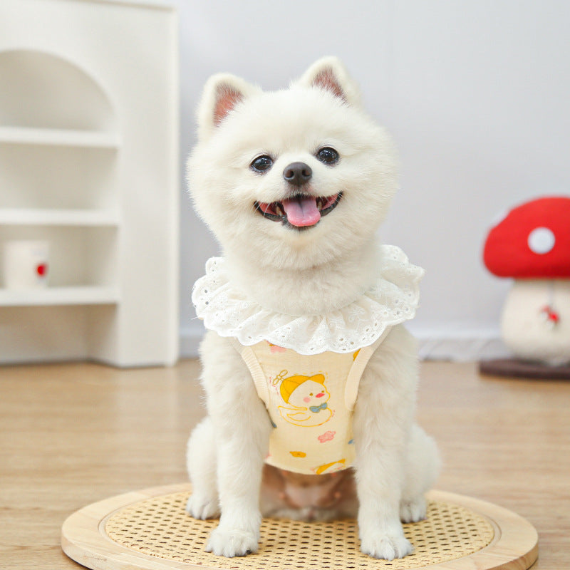 Lightweight Cute Pet Clothes Lace Collar Cartoon Vest