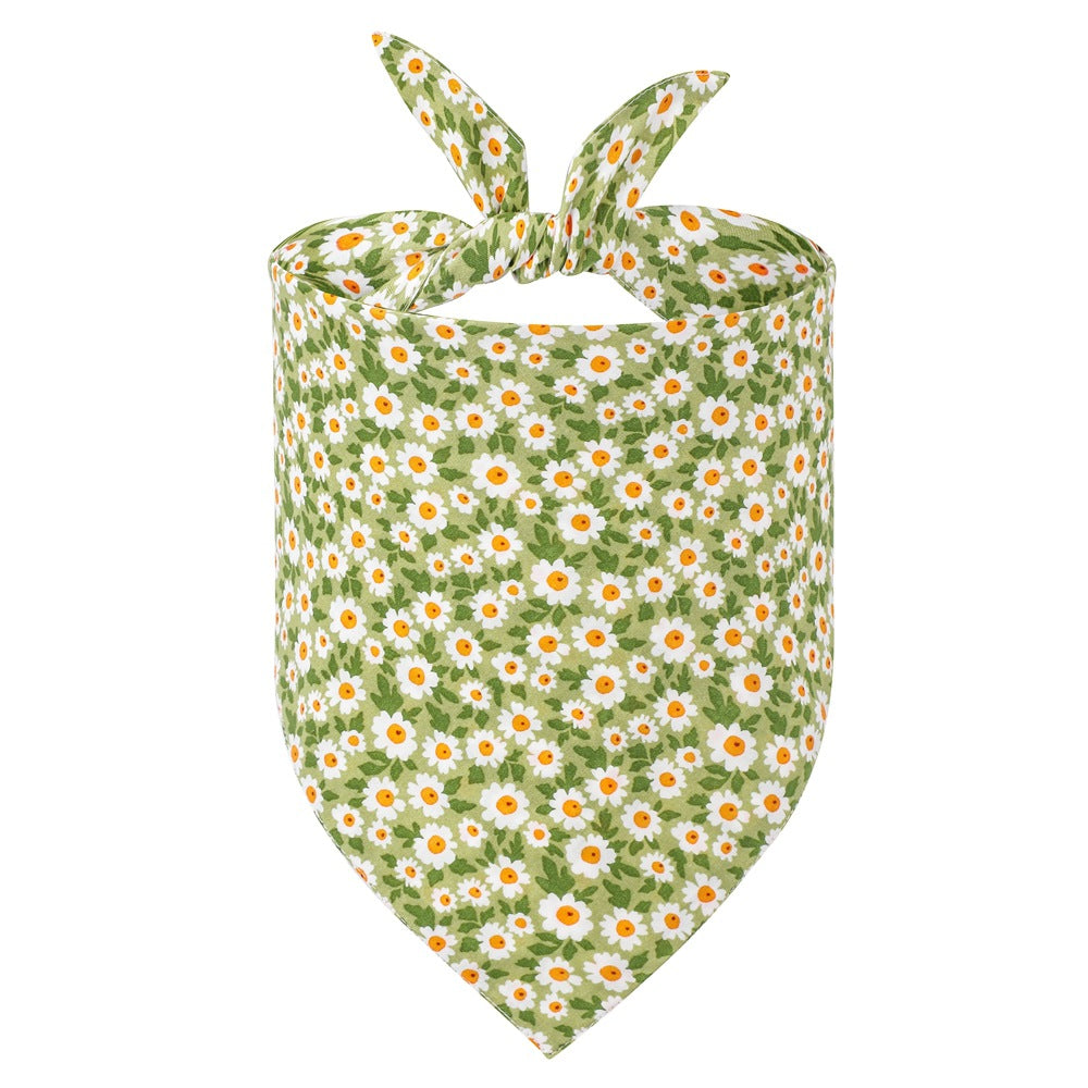 Cotton Floral Dog Bandanas, Pet Triangle Scarf Bibs for Puppy