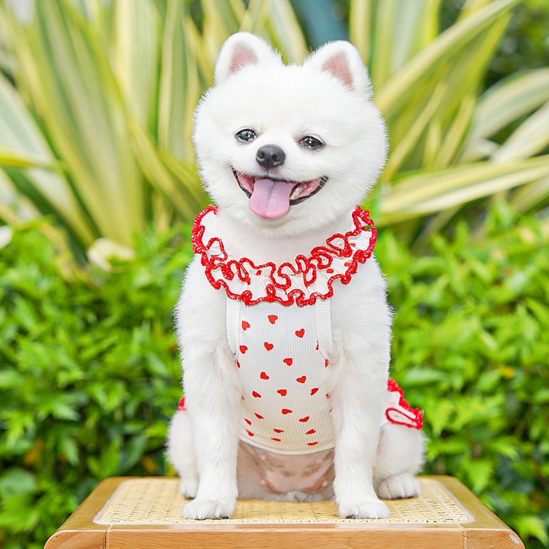 Spring Summer Pet Floral Princess Dress - Breathable Ruffled Dress