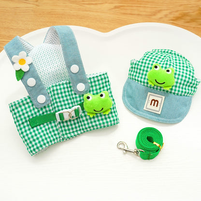 Cute 3-Piece Dog Harness Set with Matching Hat & Leash – Adorable Outfit for Small Dogs